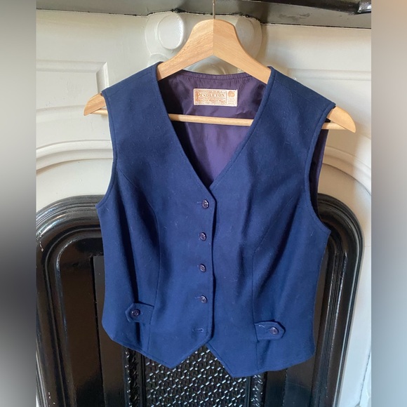 Pendleton Navy Wool Vest - Picture 2 of 5